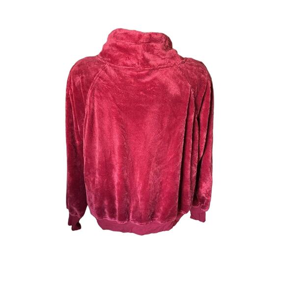 Anthropologie Sunday BKY women’s Ruby Red Activewear Velour Top Pullover L 8 10 - Picture 8 of 9